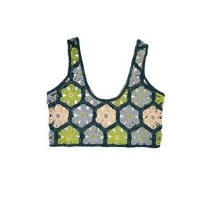 NWT! Blue & Green Crochet Zara Crop Top